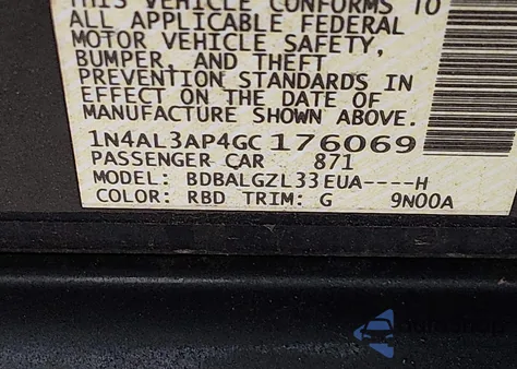 2016 Nissan Altima 2.5 S from USA, damaged, VIN 1N4AL3AP4GC176069